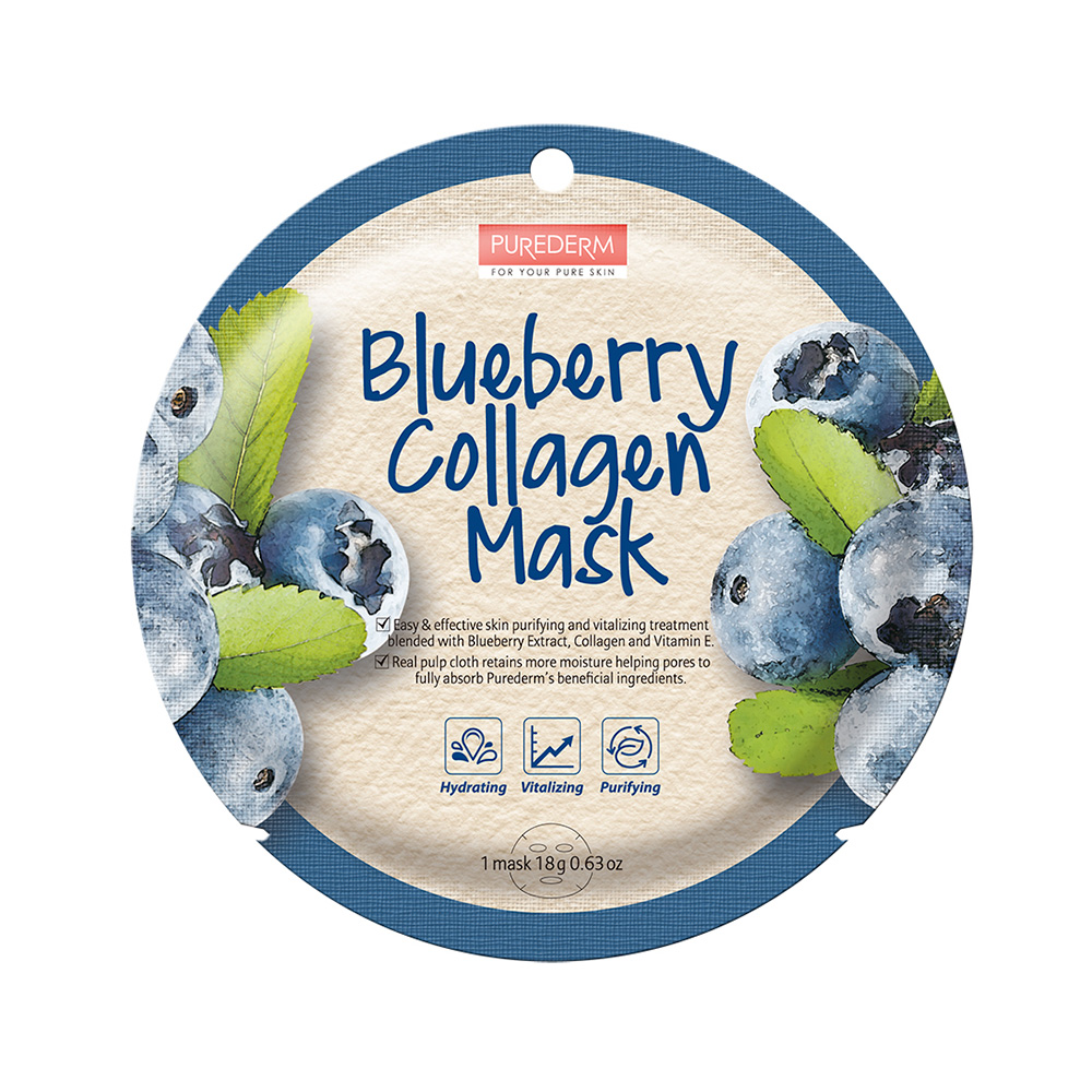 187629 PUREDERM BLUEBERRY COLLAGEN MASK