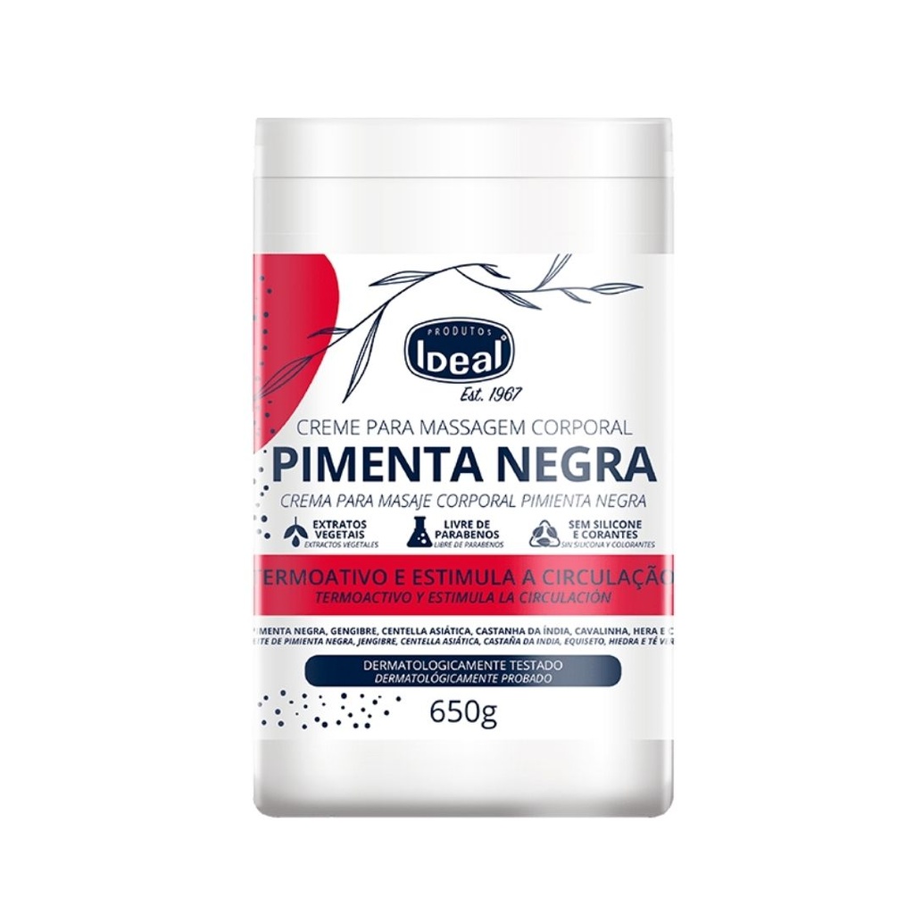 228820 IDEAL CREMA PARA MASAJE PIMIENTA NEGRA 650G