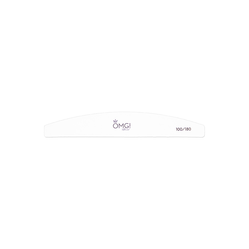 1008304 OMG HALF MOON WHITE NAIL FILE 100/180 20PC