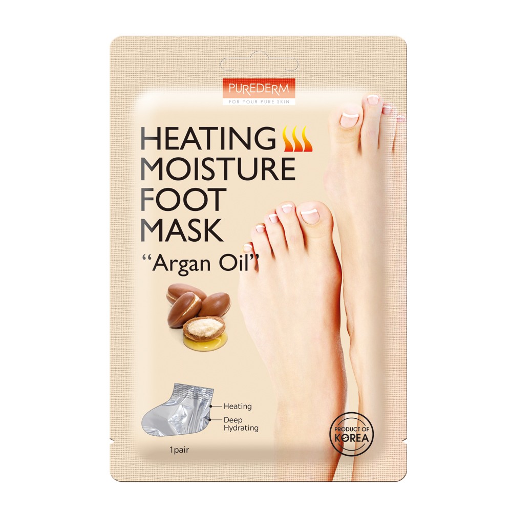 197550 PUREDERM HEATING MOISTURE FOOT MASK - ARGAN