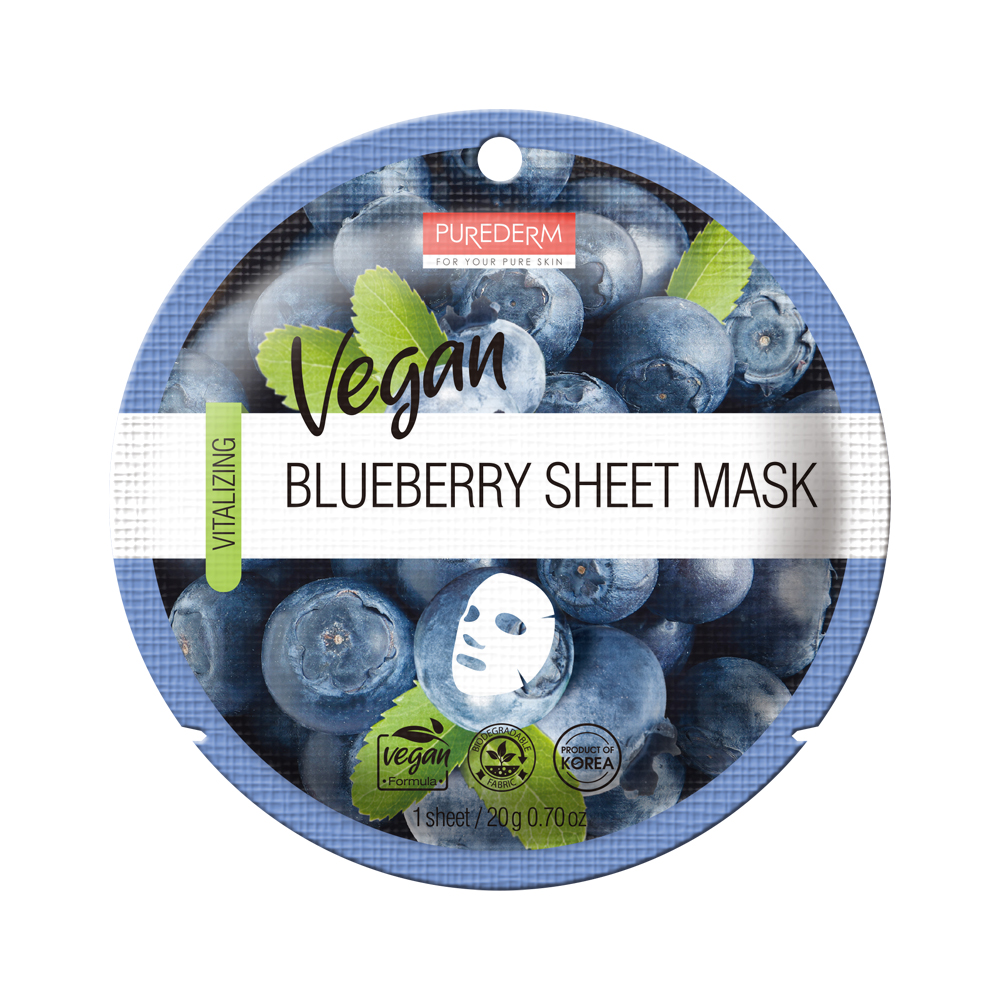 320204 PUREDERM VEGAN BLUEBERRY SHEE MASK ADS873