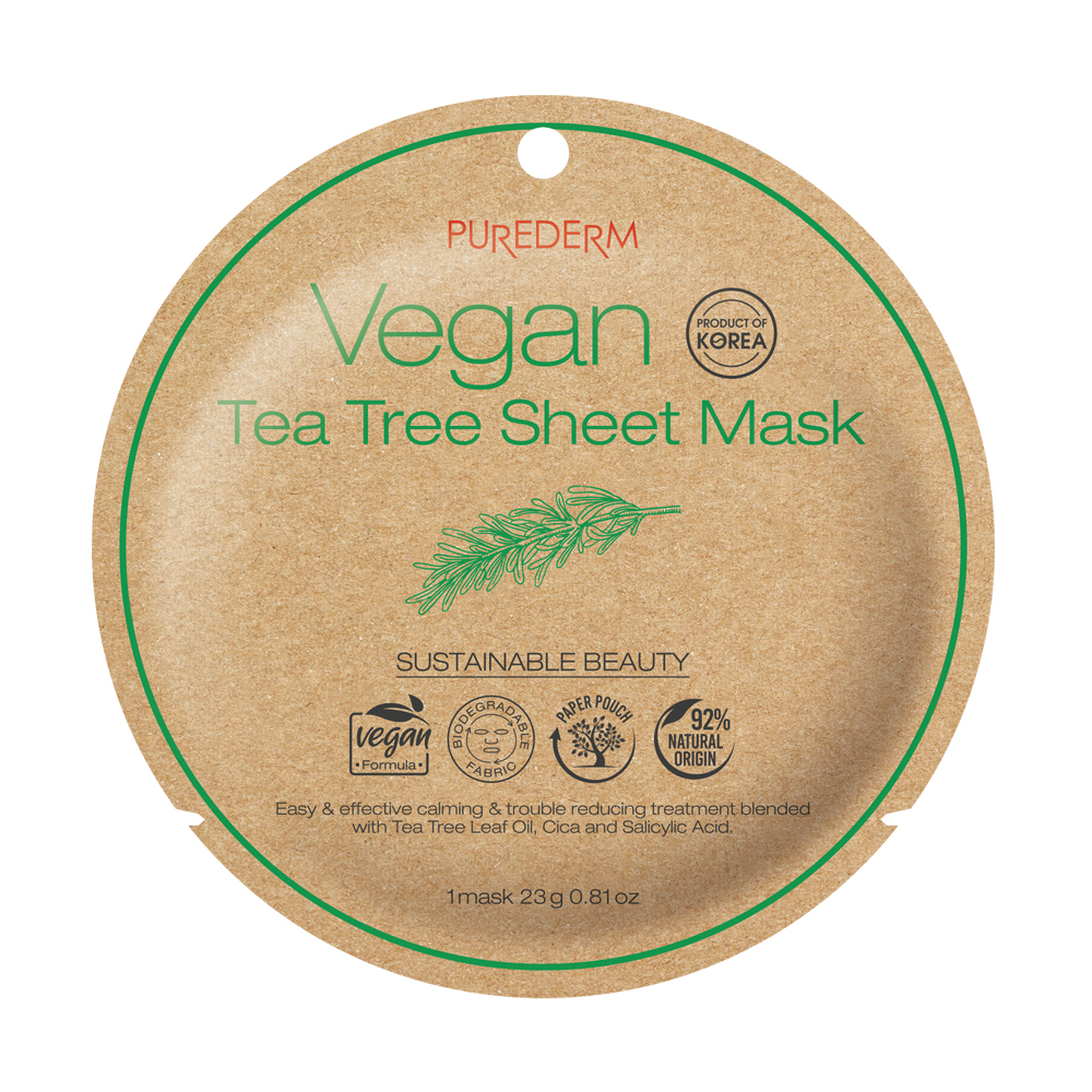 322017 PUREDERM VEGAN TEA TREE SHEET MASK