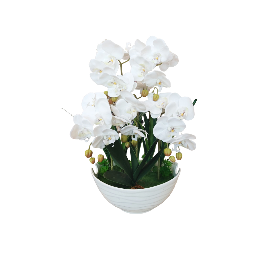 DECO ORQUIDEA BLANCA CON FLORERO BLANCO