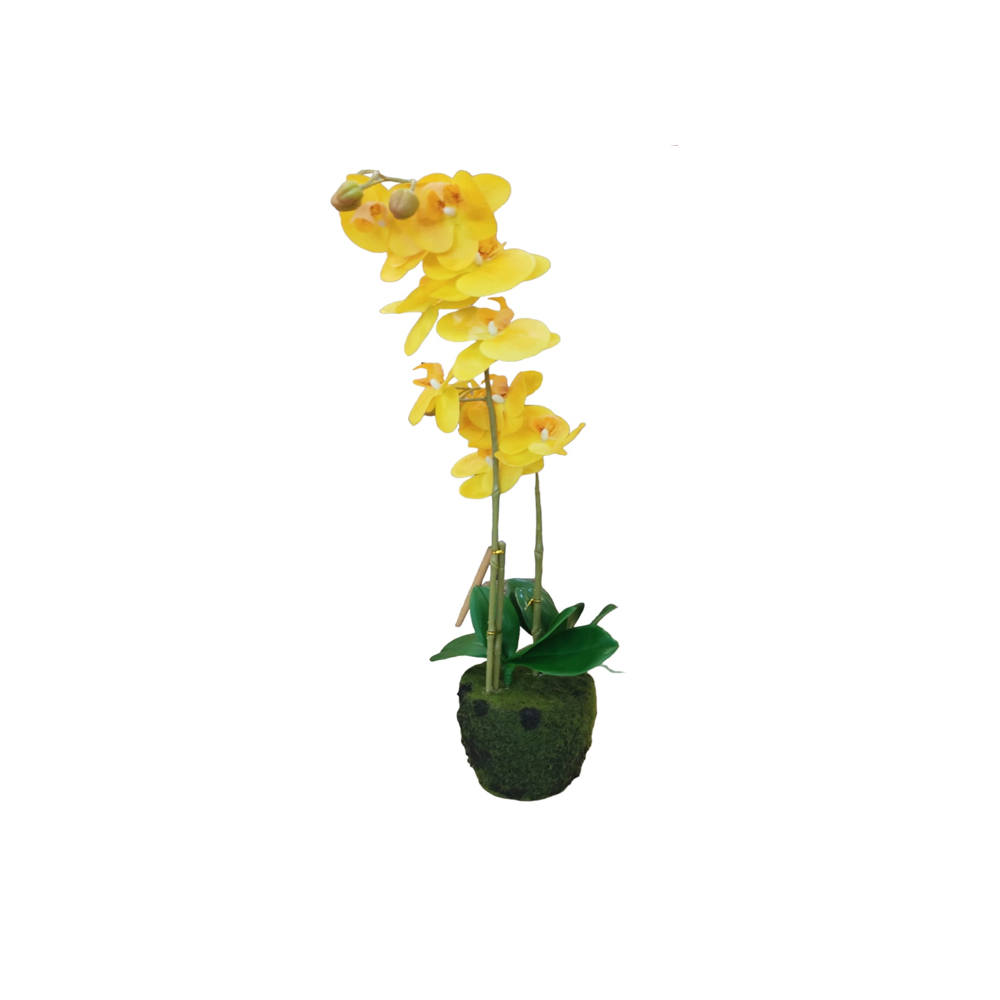 DECO ORQUIDEA AMARILLA  EN MACETA