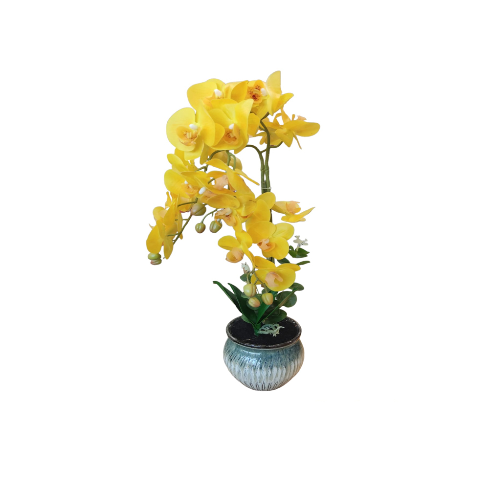 DECO ORQUIDEA AMARILLA CON FLORERO DEGRADADO