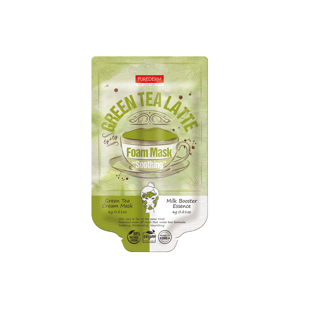 322987 PUREDERM GREEN TEA LATTE FOAM MASK