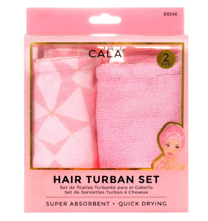 692467 CALA HAIR TURBANT SET - GEOMETRIC/PINK