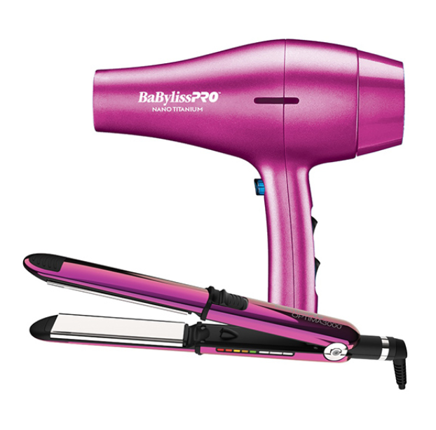 482617 KIT PLANCHITA+SECADOR BABYLISS PRO LIMITED EDITION NANO HOT PINK