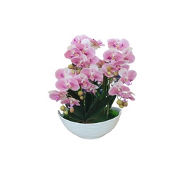 [38946] DECO ORQUIDEA ROSADA CON FLORERO BLANCO