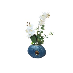 [38952] DECO ORQUIDEA BLANCA CON FLORERO MARMOLADO