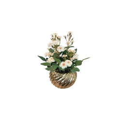 [38961] DECO MINI ROSAS AMARILLAS CON FLORERO DORADO 